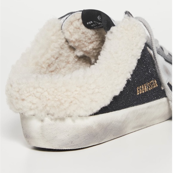 Golden Goose Superstar Sabot Sneaker Shearling Lined Black Silver Beige size 36 - Picture 6 of 16